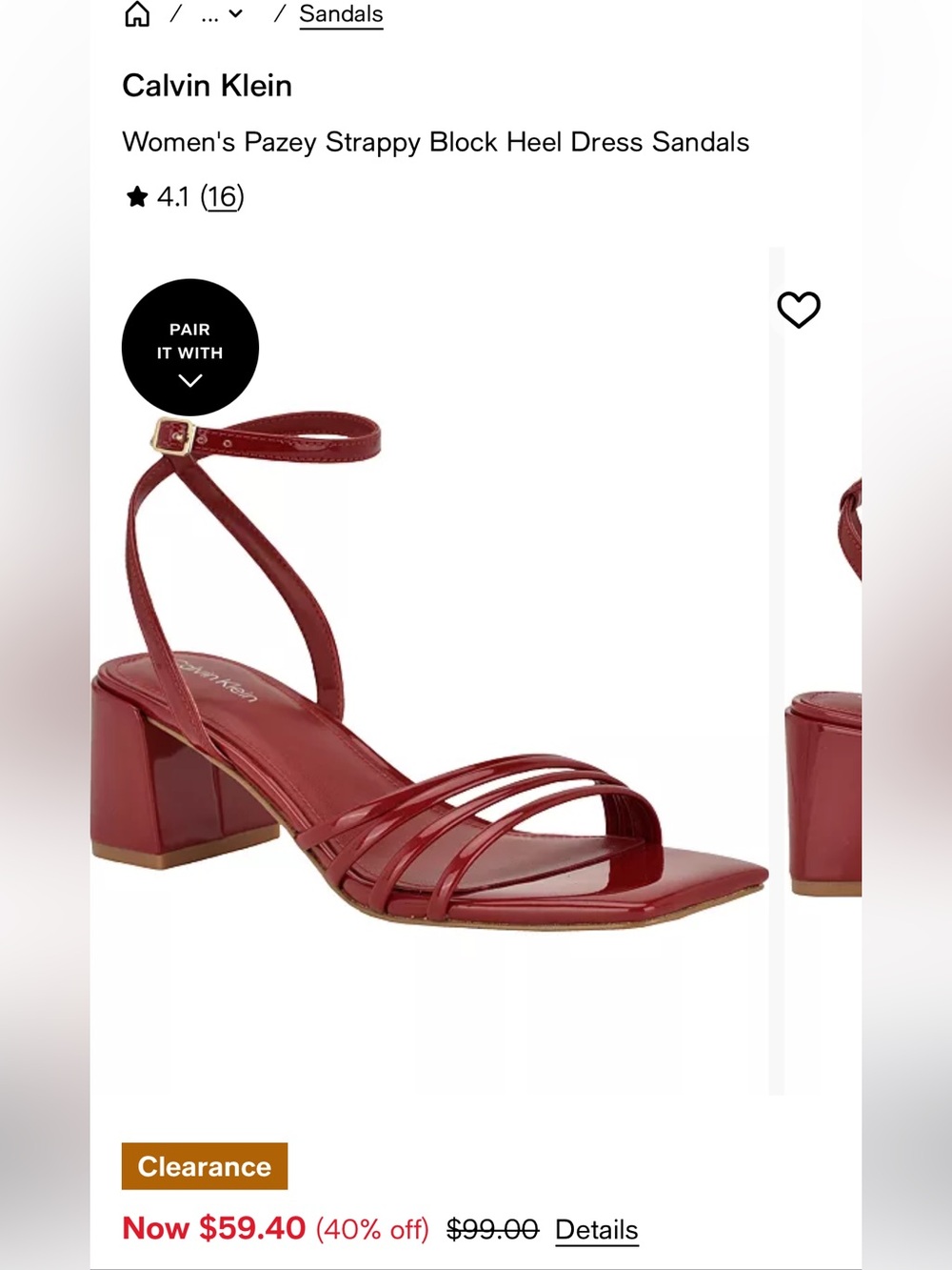 Calvin Klein Pazey Strappy Block Heel Dress Sandals. Sz 8.5m